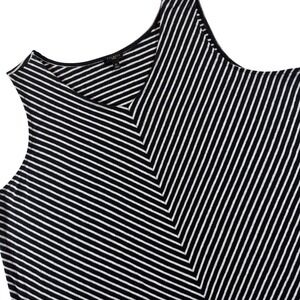 Talbots Tank Top Women 3X Black White Stripe Linen Blend Chevron Knit Sleeveless
